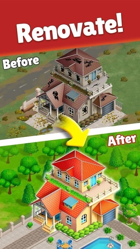 alt text: Người chơi đang ghép các vật phẩm trong game Garden Design Makeover