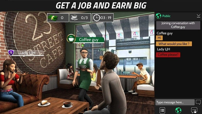 Players interacting in the Avakin Life virtual world