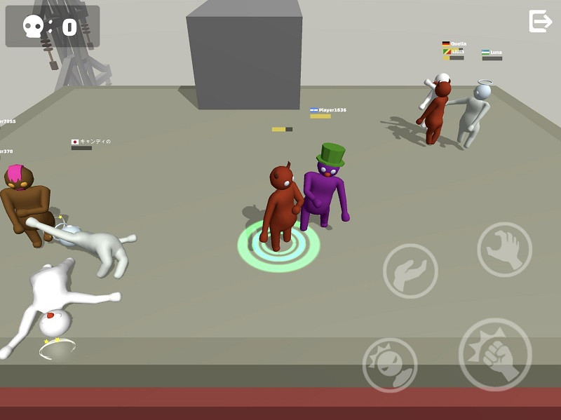 A stick figure being knocked out of the arena in Noodleman.io 2