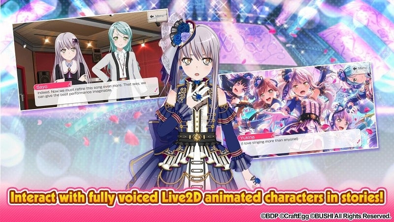 alt text: Nhân vật trong game BanG Dream Girls Band Party mod android