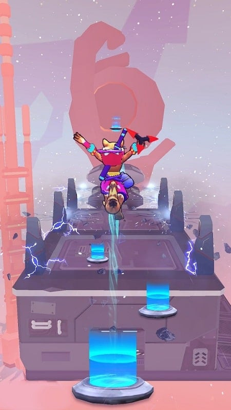 alt text: Ninja đang chiến đấu với robot trong game Galaxy Ninja: Amaze 3D Runner