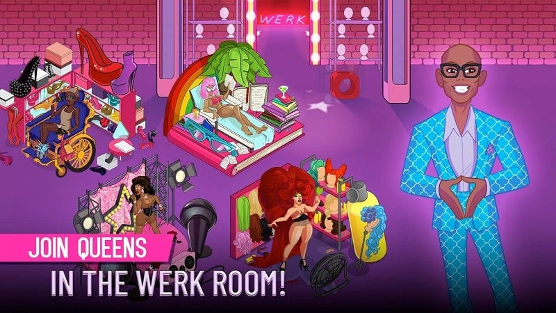 alt text: RuPaul’s Drag Race Superstar MOD APK -  Phụ kiện cao cấp đa dạng