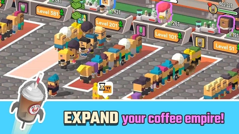 alt text: Tải Idle Coffee Corp MOD APK phiên bản không giới hạn tiền