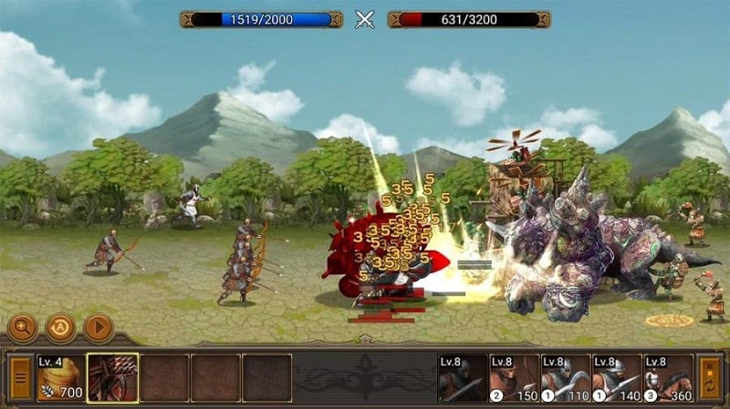 Kingdom Wars 2 game interface with warriors