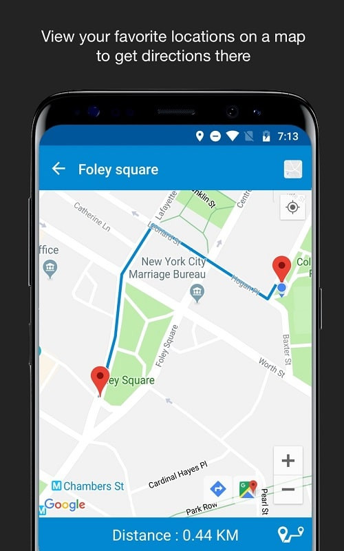 Creating a list of favorite locations on Save Location GPS