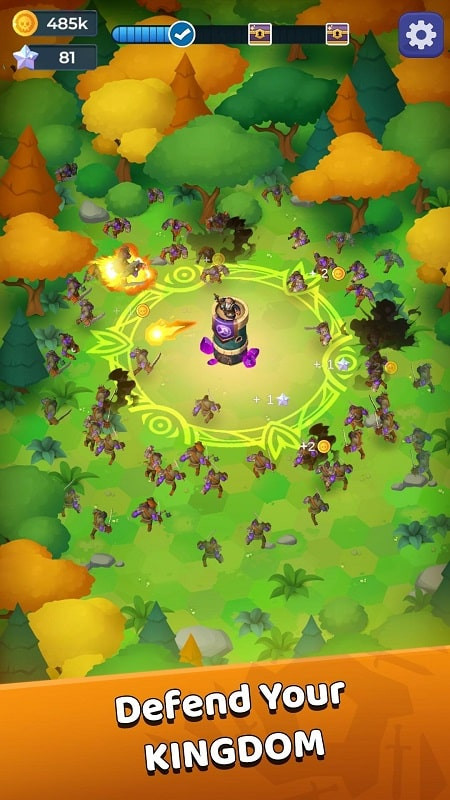 alt text: Thế giới phép thuật trong Royal Mage Idle Tower Defence