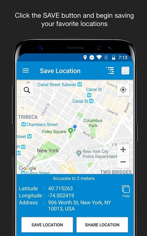 alt text: Thêm thông tin chi tiết cho vị trí đã lưu trên Save Location GPS