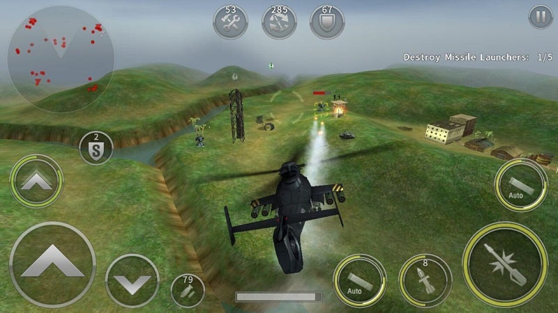 alt text: Trực thăng chiến đấu GUNSHIP BATTLE: Helicopter 3D đang khai hỏa