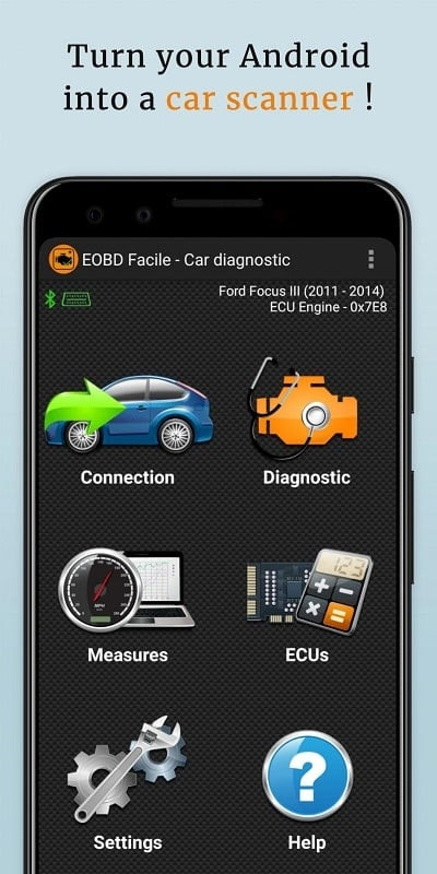 EOBD Facile app displaying detailed car engine information