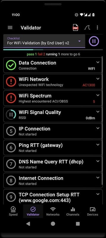 alt text: Ứng dụng Speed Test WiFi Analyzer MOD hiển thị phân tích vùng phủ sóng.