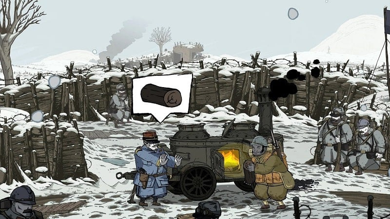 Valiant Hearts: Coming Home - A puzzle gameplay scene, requiring logic and dexterity