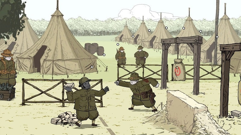 alt text: Valiant Hearts: Coming Home - Hình ảnh gameplay cho thấy phong cách đồ họa vẽ tay độc đáo của game