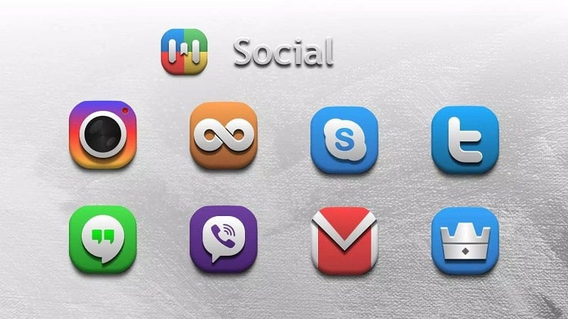 Customized app icons in Merlen Icon Pack