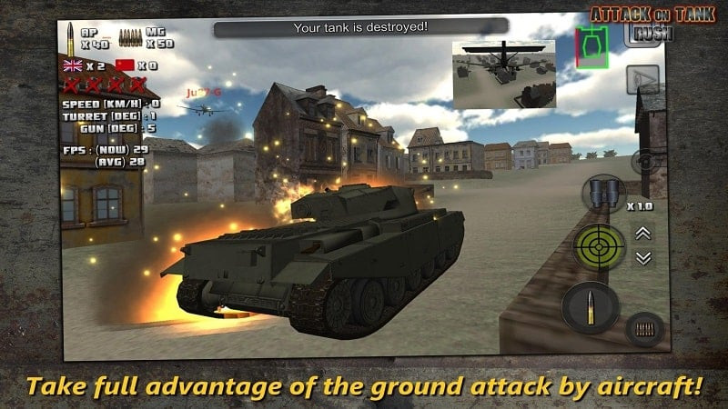 alt text:  Xe tăng trong game Attack on Tank đang nhắm bắn mục tiêu