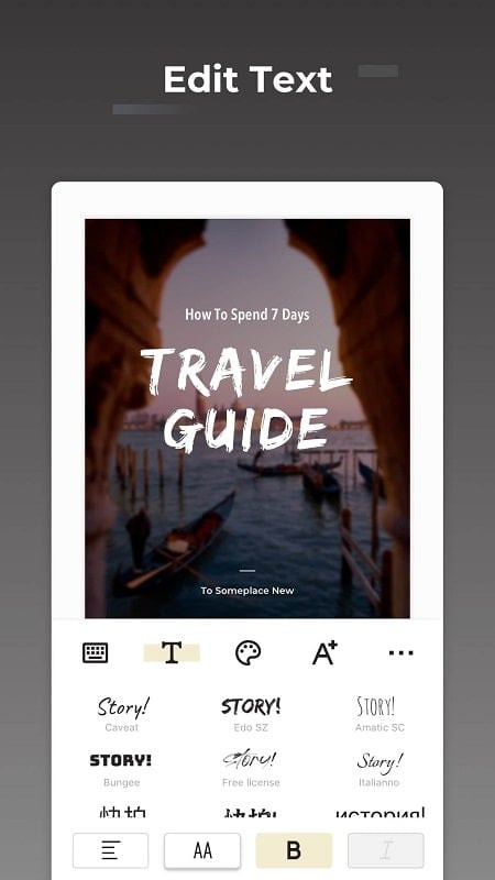Adding text and effects to photos in Story Maker MOD APK