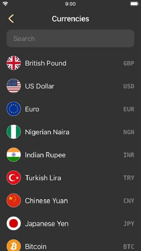 alt: Tra cứu thông tin về các loại tiền tệ khác nhau trong Currency Converter Offline MOD APK