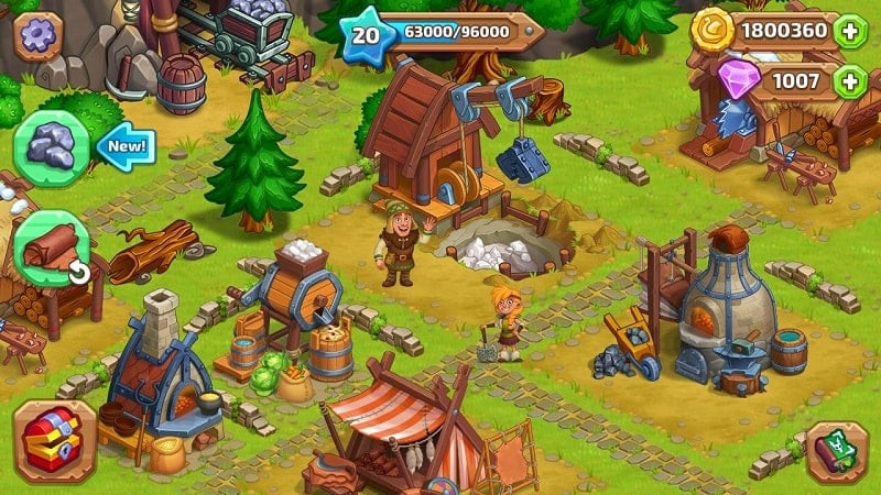 alt: Xây dựng các công trình trong game Vikings and Dragon Island Farm