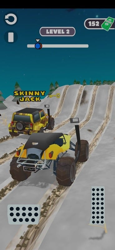 An off-road vehicle in OffRoad Race performing a spectacular jump