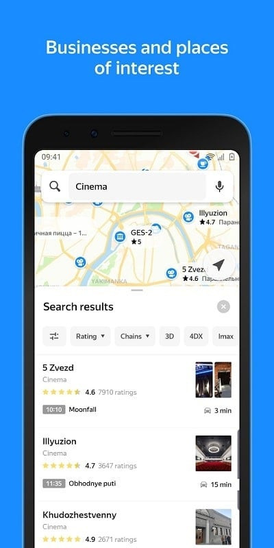 Yandex Maps providing voice-guided navigation