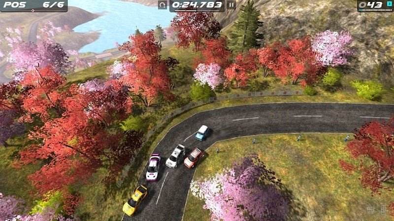 Rush Rally Origins screenshot on an Android device, illustrating the game's intuitive touch controls.