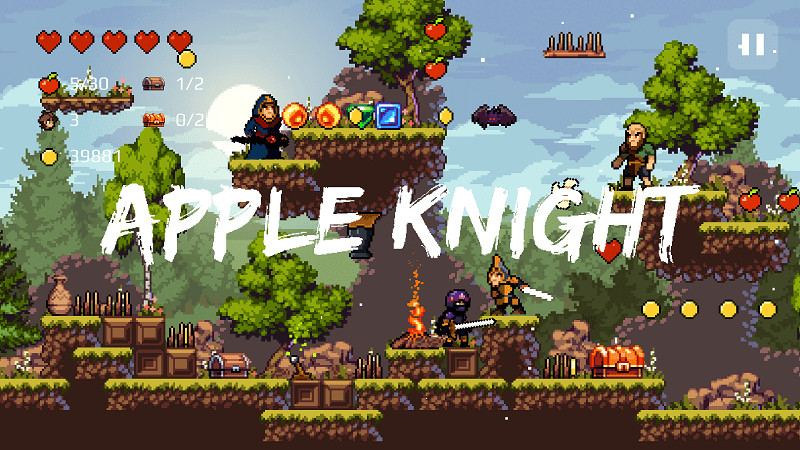 alt=Hiệp sĩ táo chiến đấu với quái vật trong game Apple Knight