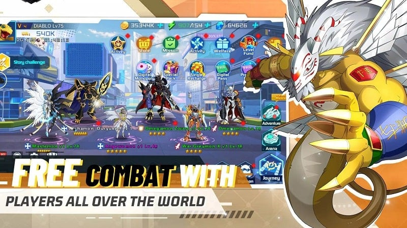 Fantasy Journey: Evolution Android gameplay screenshot showcasing the player controlling a robotic army fighting monsters in a digital environment.