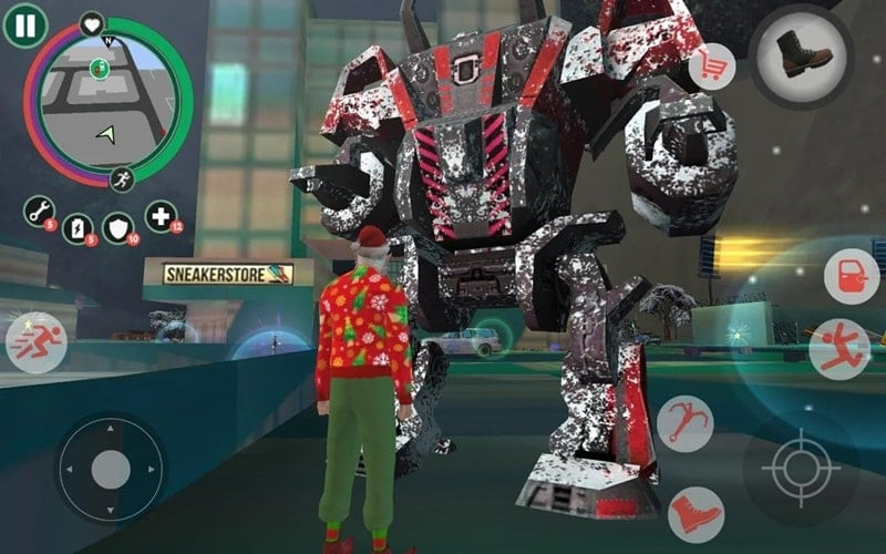 alt=Ông già Noel phiên bản gangster trong Crime Santa MOD APK