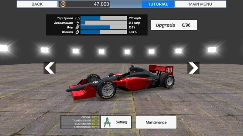 Upgrading cars in American Speedway Manager MOD APK