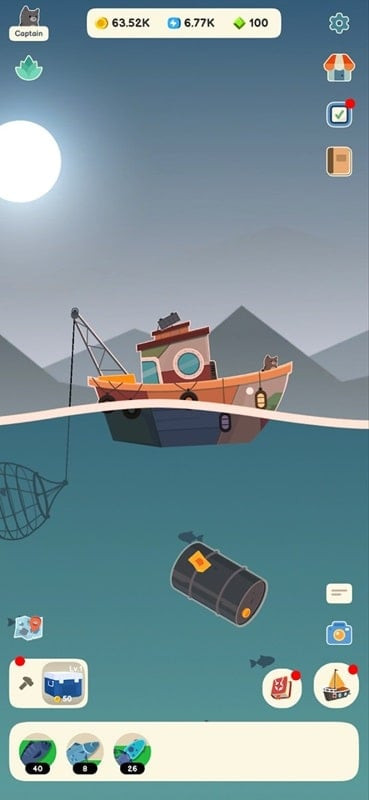 Cat fisherman in Among Water MOD APK