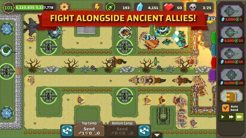 Building defense towers in Ancient Allies Tower Defense