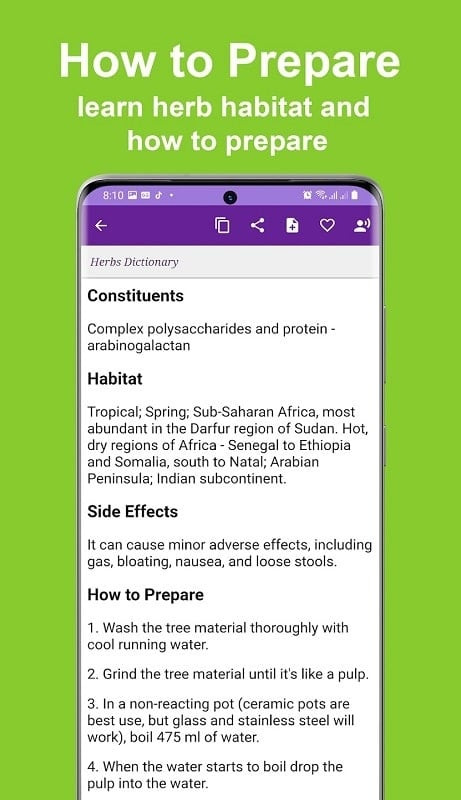 Herbs Dictionary Pro MOD APK app interface