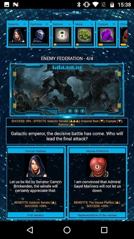 AoD Galactic War on an Android device