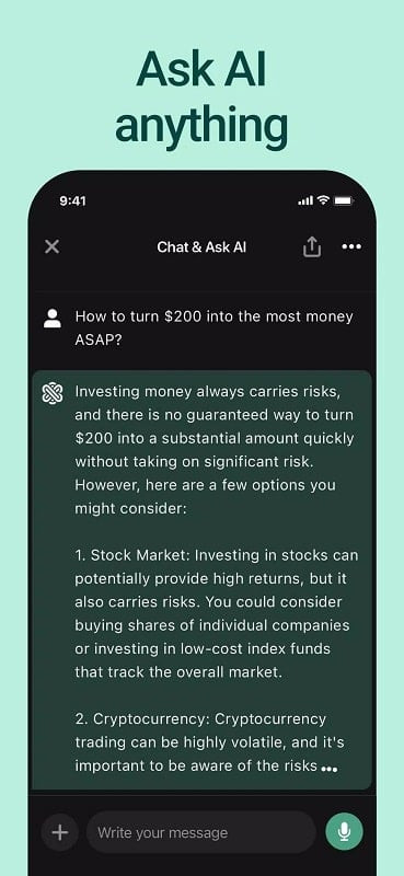 Ask AI app screenshot on an Android device