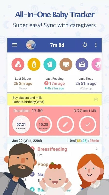 BabyTime app on Android device