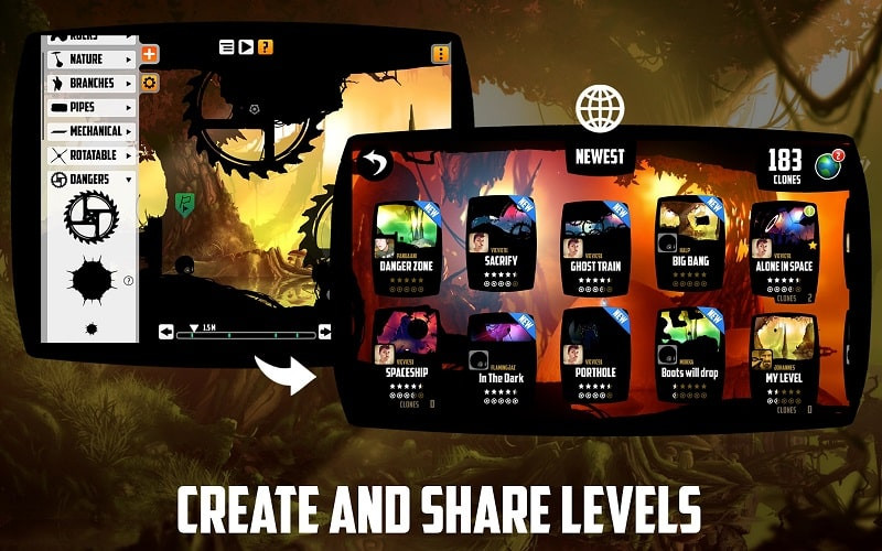 BADLAND gameplay screenshot displaying the intricate level design