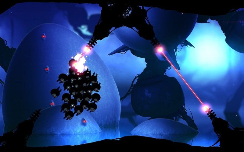 BADLAND MOD APK gameplay screenshot featuring the chubby bird character