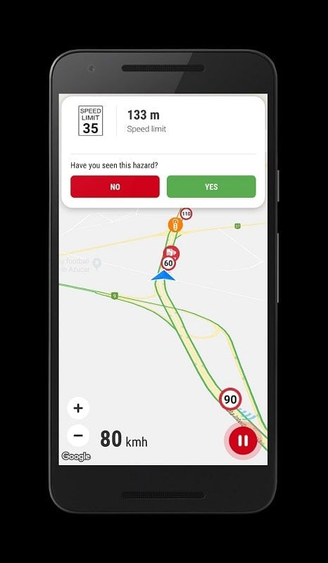 Traffic hazard warning map