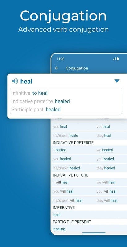 Verb Conjugation Table on Reverso