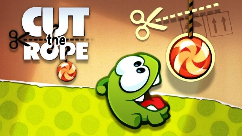 Bé Om Nom háo hức chờ kẹo trong game Cut the Rope