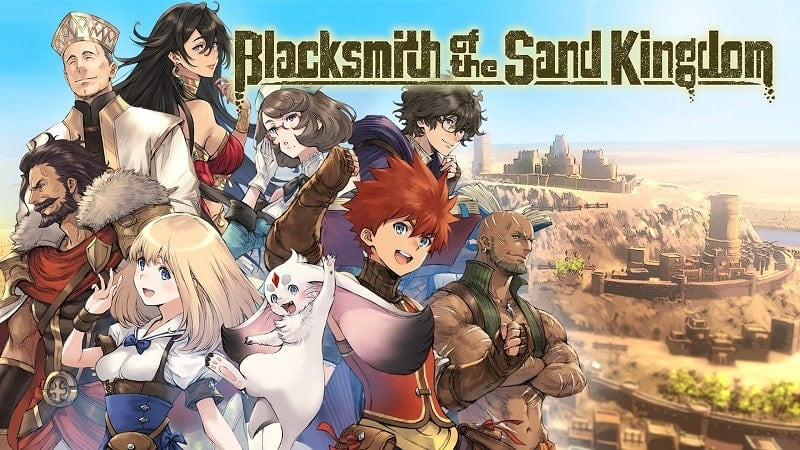 Blacksmith of the Sand Kingdom - Hình ảnh minh họa cho game với nhân vật chính và khung cảnh sa mạc