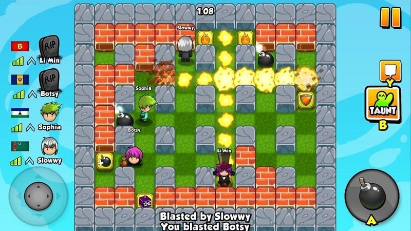 Bomber Friends MOD APK screenshot showing different levels