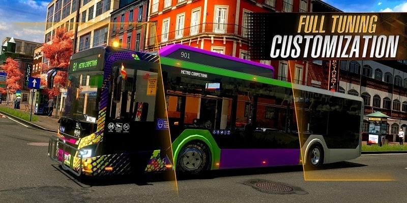 Bus Simulator: EVO MOD APK screenshot displaying bus customization options