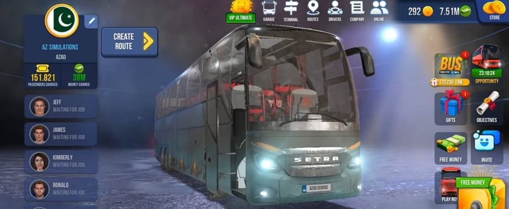 The in-game dashboard of a bus in Bus Simulator Ultimate, showing the street view.