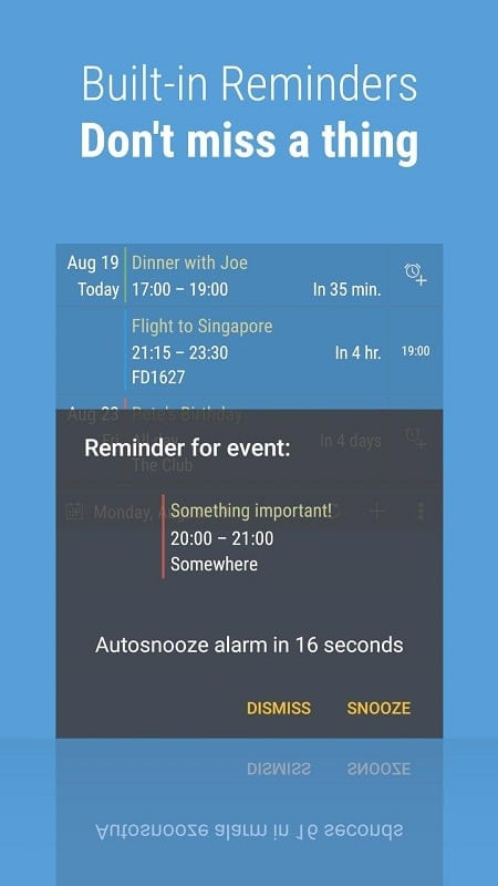 Calendar Widget displayed on a phone's home screen