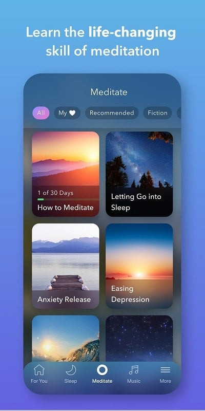 Calm app interface showing stress relief features