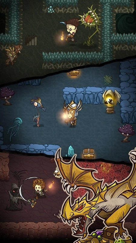 Combat scene with monsters in The Greedy Cave MOD