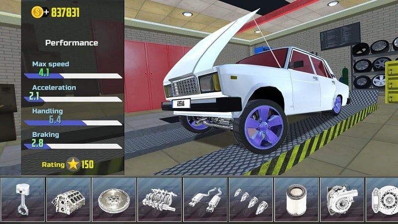 Car Simulator 2 gameplay from the driver's perspective, showing the player driving on a city street.