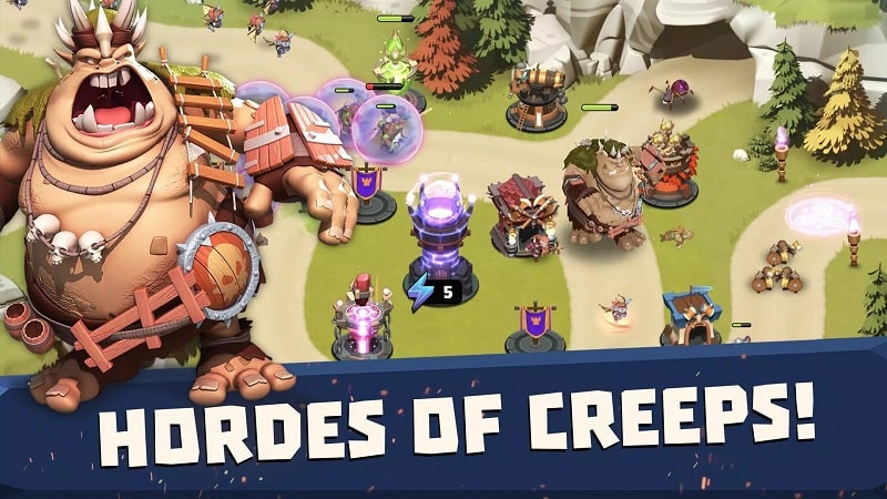 Castle Creeps MOD APK gameplay screenshot showing victory screen