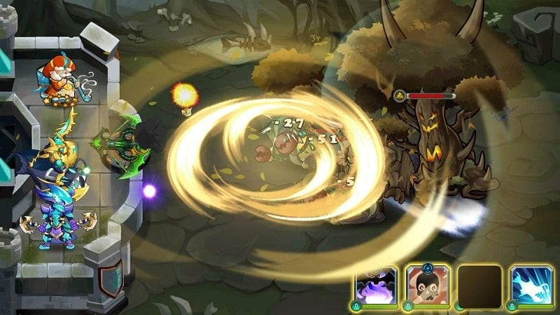 Castle Defender MOD APK screenshot showcasing hero summoning