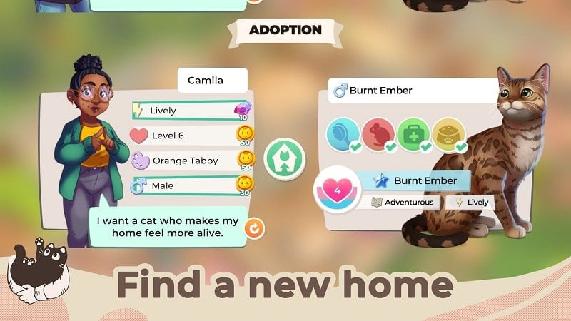 Finding homes for kittens in Cat Rescue Story MOD APK